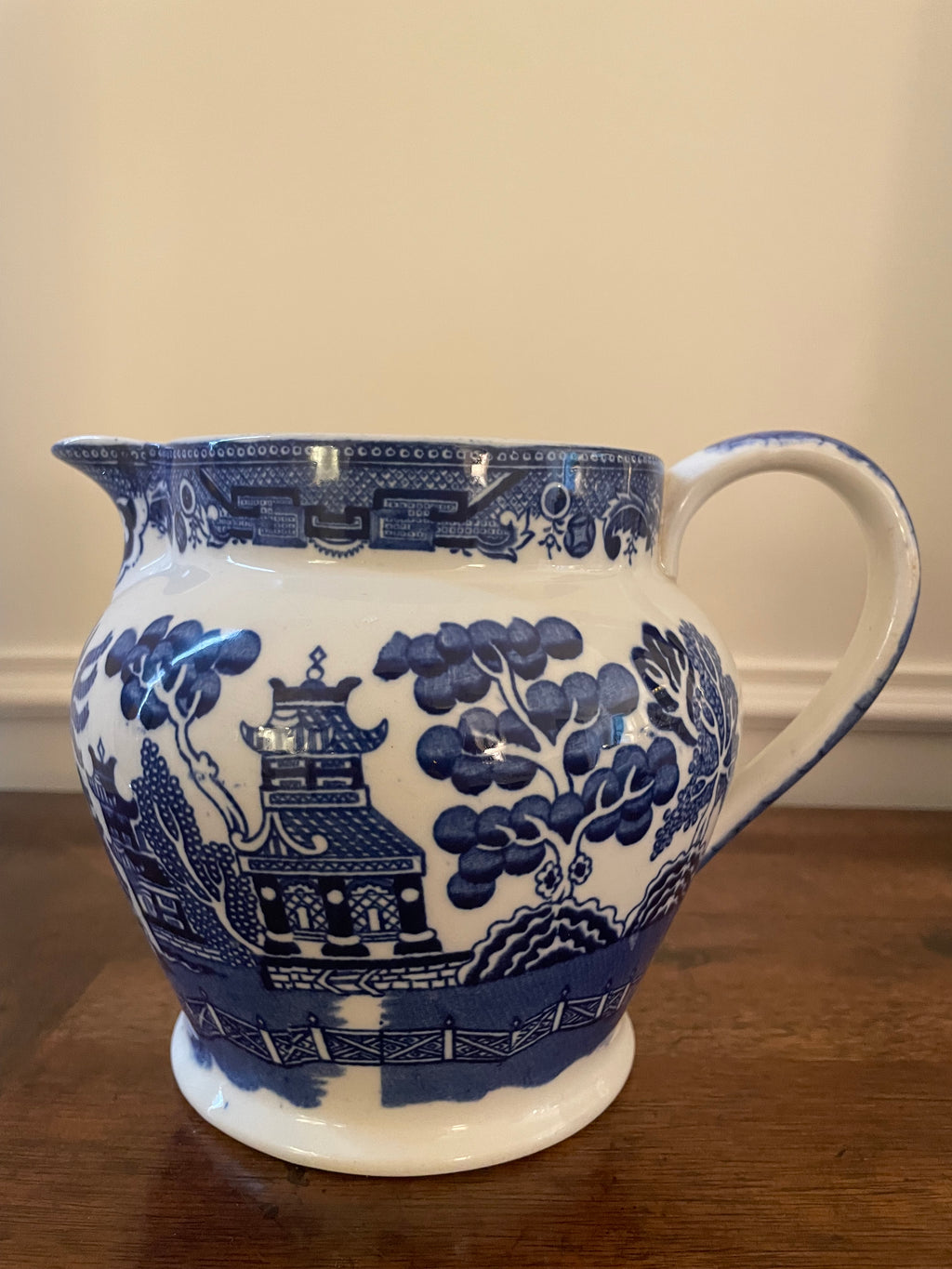 Antique Allertons Ltd "Willow Blue" Earthenware Water Jug, English