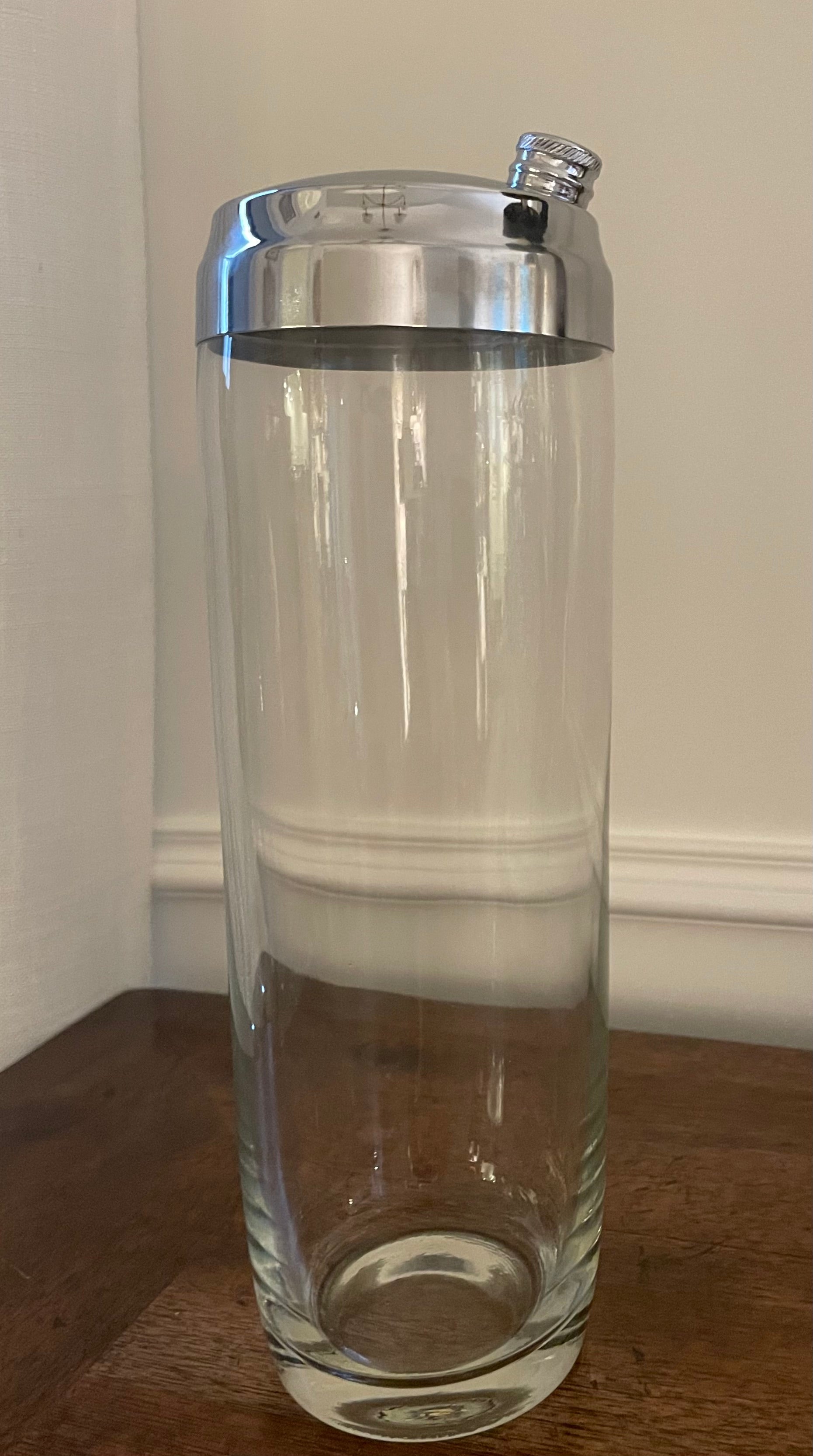 1950's Blown Glass and Polished Chrome Large-Format Fostoria Cocktail Shaker