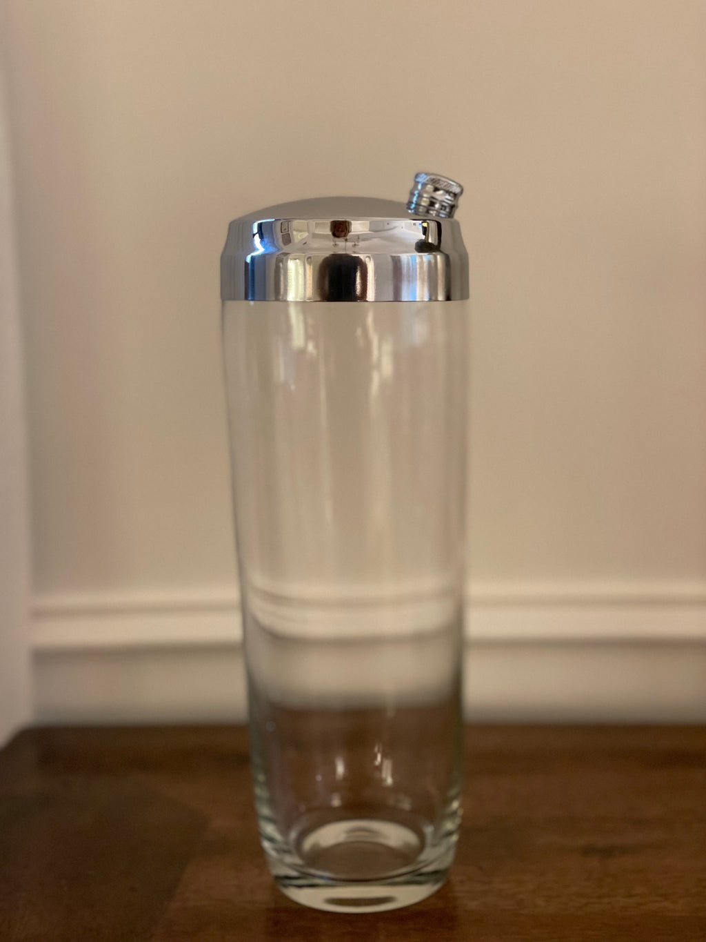 1950's Blown Glass and Polished Chrome Large-Format Fostoria Cocktail Shaker