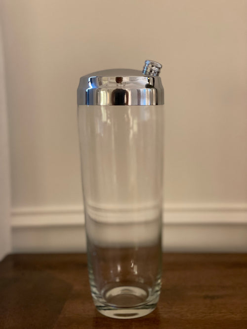 1950's Blown Glass and Polished Chrome Large-Format Fostoria Cocktail Shaker