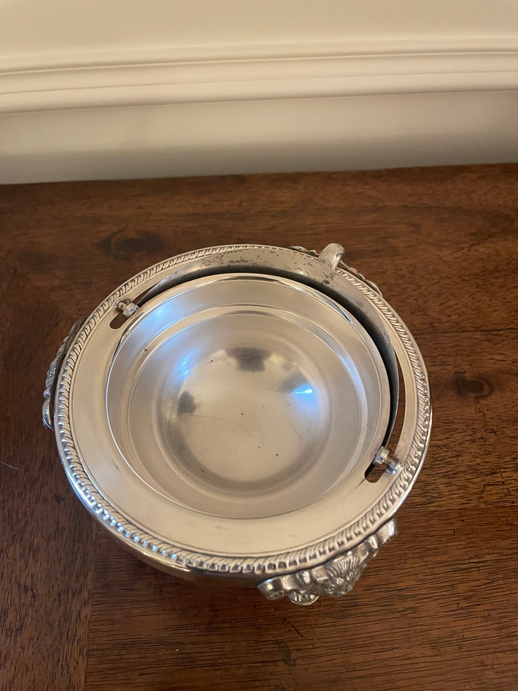 Rogers Co Silverplate Caviar, Butter, Condiments, Swing top dish, approx 5 inches wide and tall