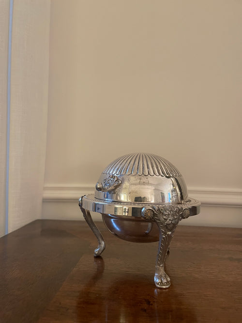 Rogers Co Silverplate Caviar, Butter, Condiments, Swing top dish, approx 5 inches wide and tall