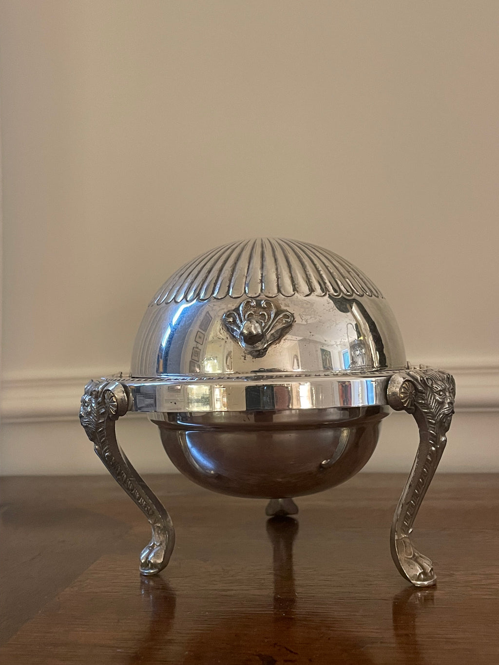 Rogers Co Silverplate Caviar, Butter, Condiments, Swing top dish, approx 5 inches wide and tall
