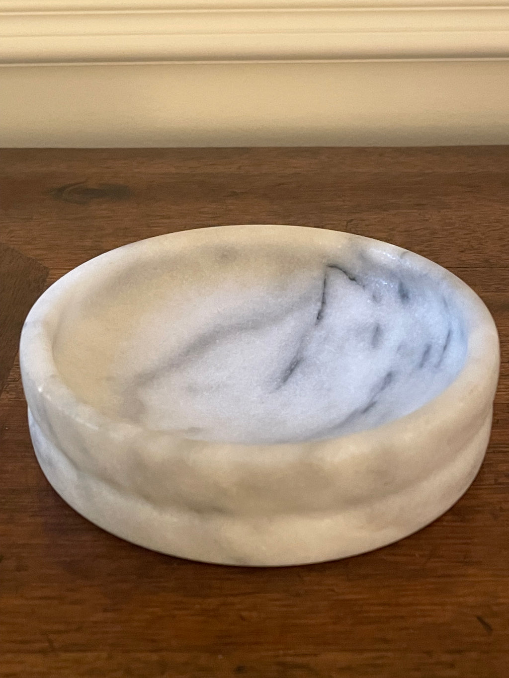 Solid Marble petite round catch-all bowl, vintage
