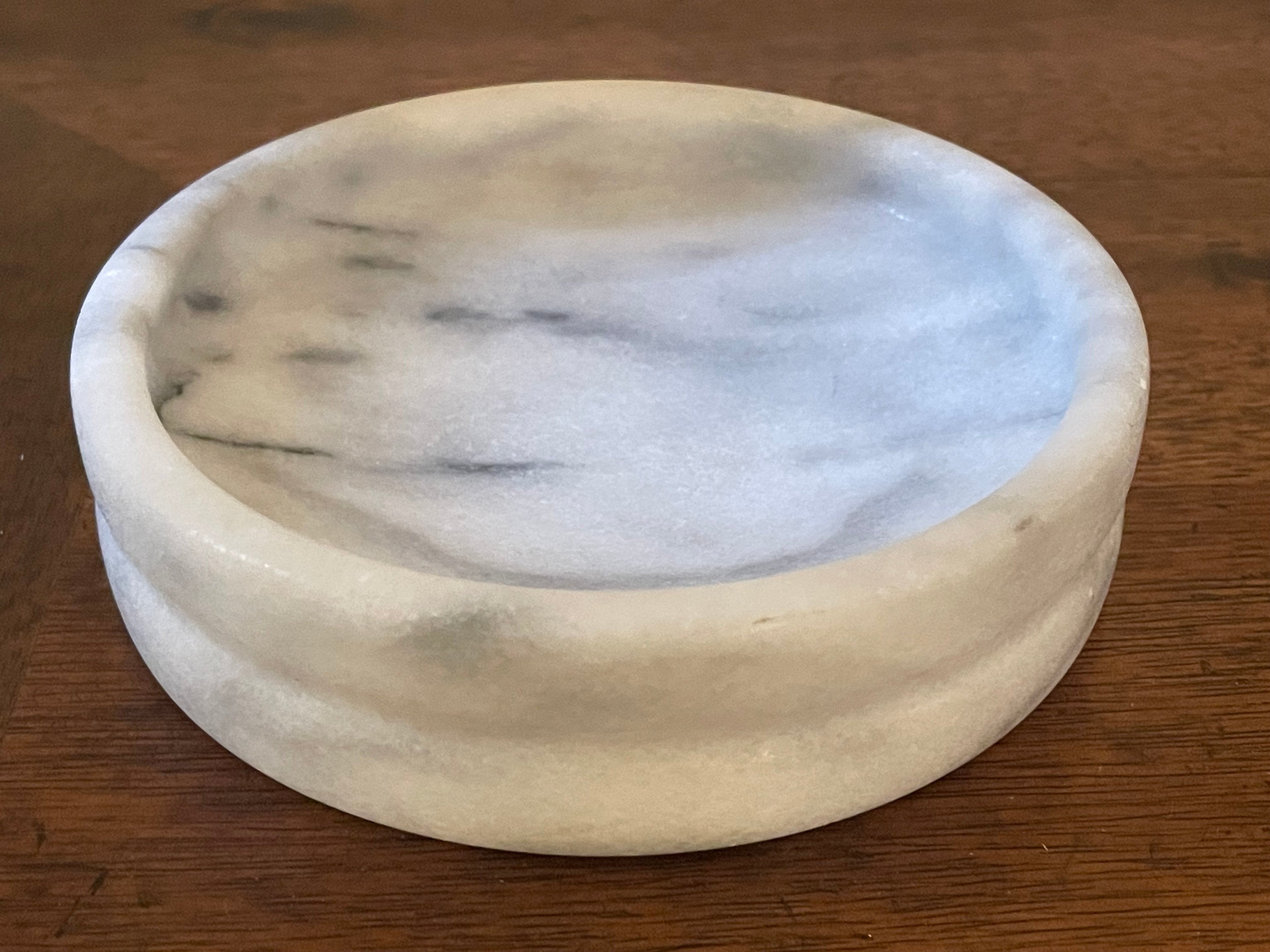 Solid Marble petite round catch-all bowl, vintage
