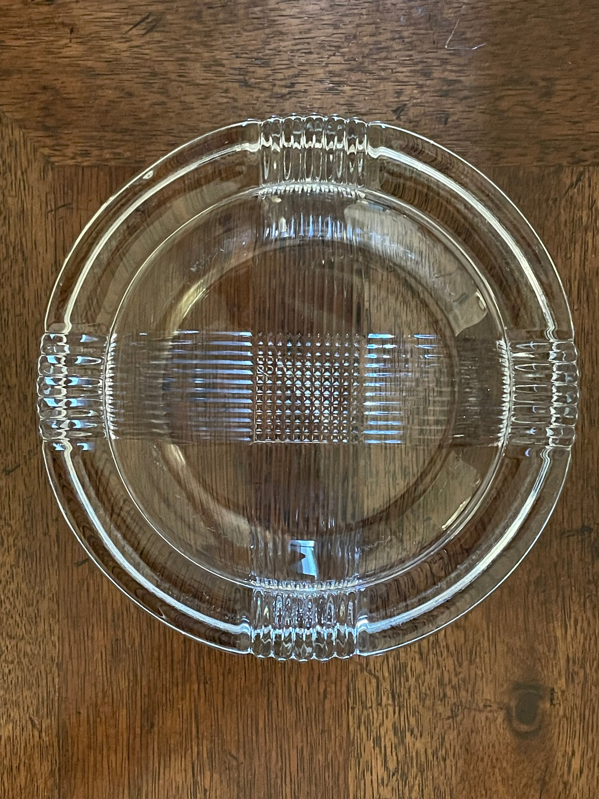 Vintage Mid-Century Heavy Crystal Ashtray & Catch-All, Geometric Design