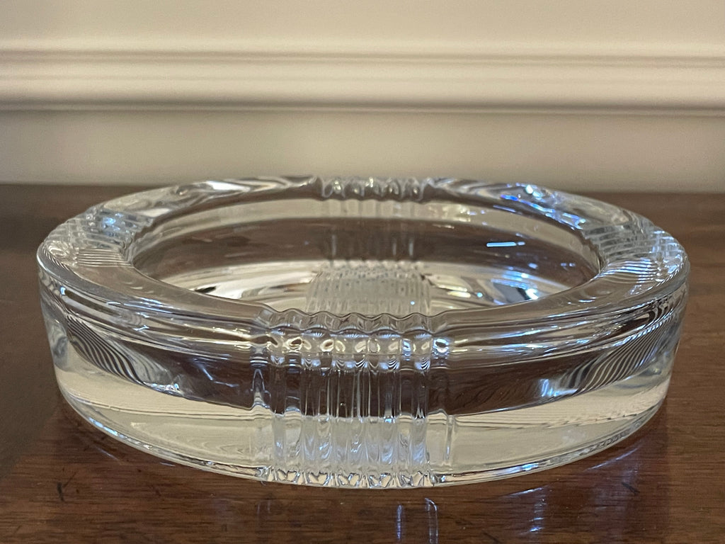 Vintage Mid-Century Heavy Crystal Ashtray & Catch-All, Geometric Design