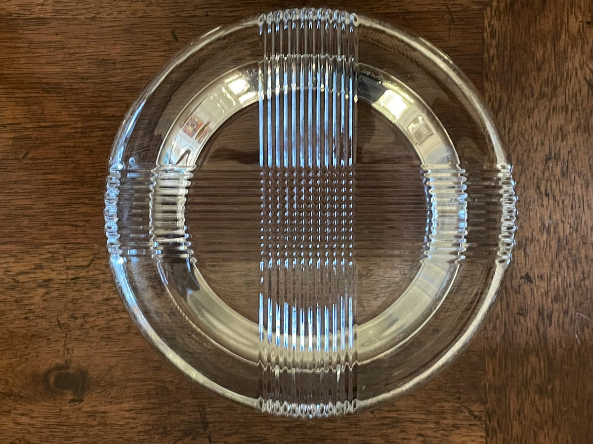 Vintage Mid-Century Heavy Crystal Ashtray & Catch-All, Geometric Design