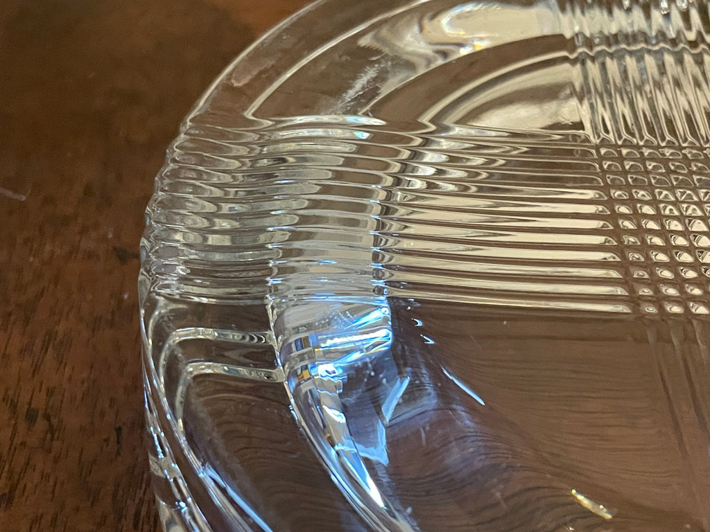Vintage Mid-Century Heavy Crystal Ashtray & Catch-All, Geometric Design