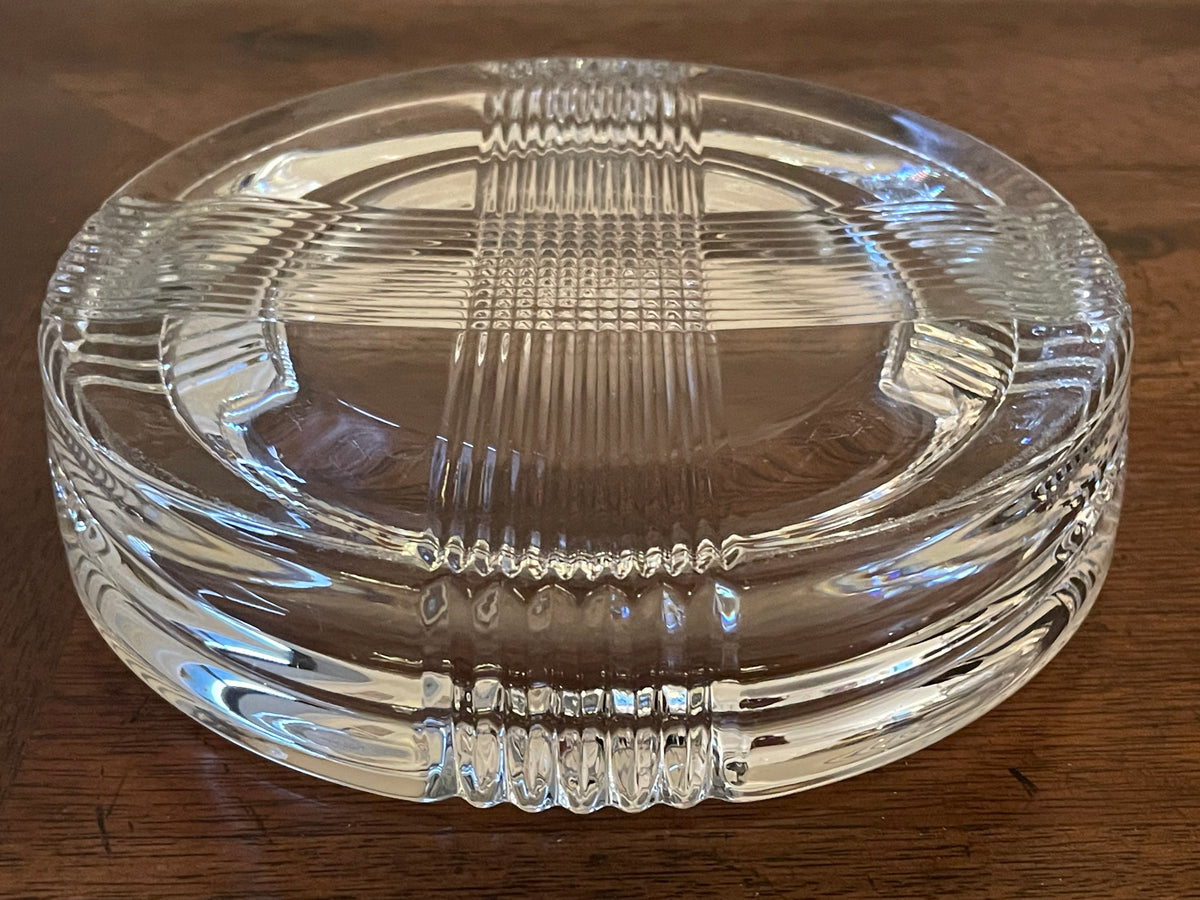 Vintage Mid-Century Heavy Crystal Ashtray & Catch-All, Geometric Design