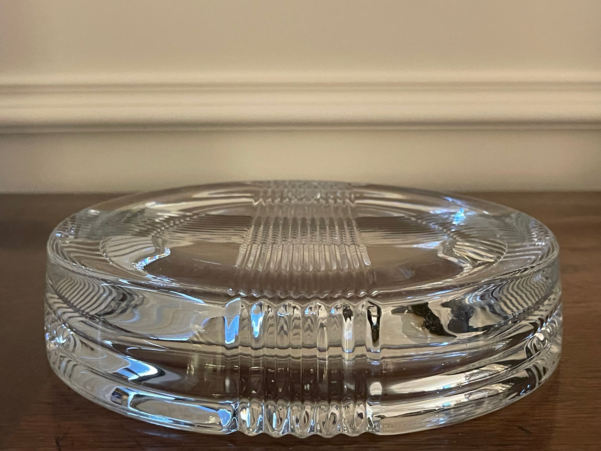 Vintage Mid-Century Heavy Crystal Ashtray & Catch-All, Geometric Design