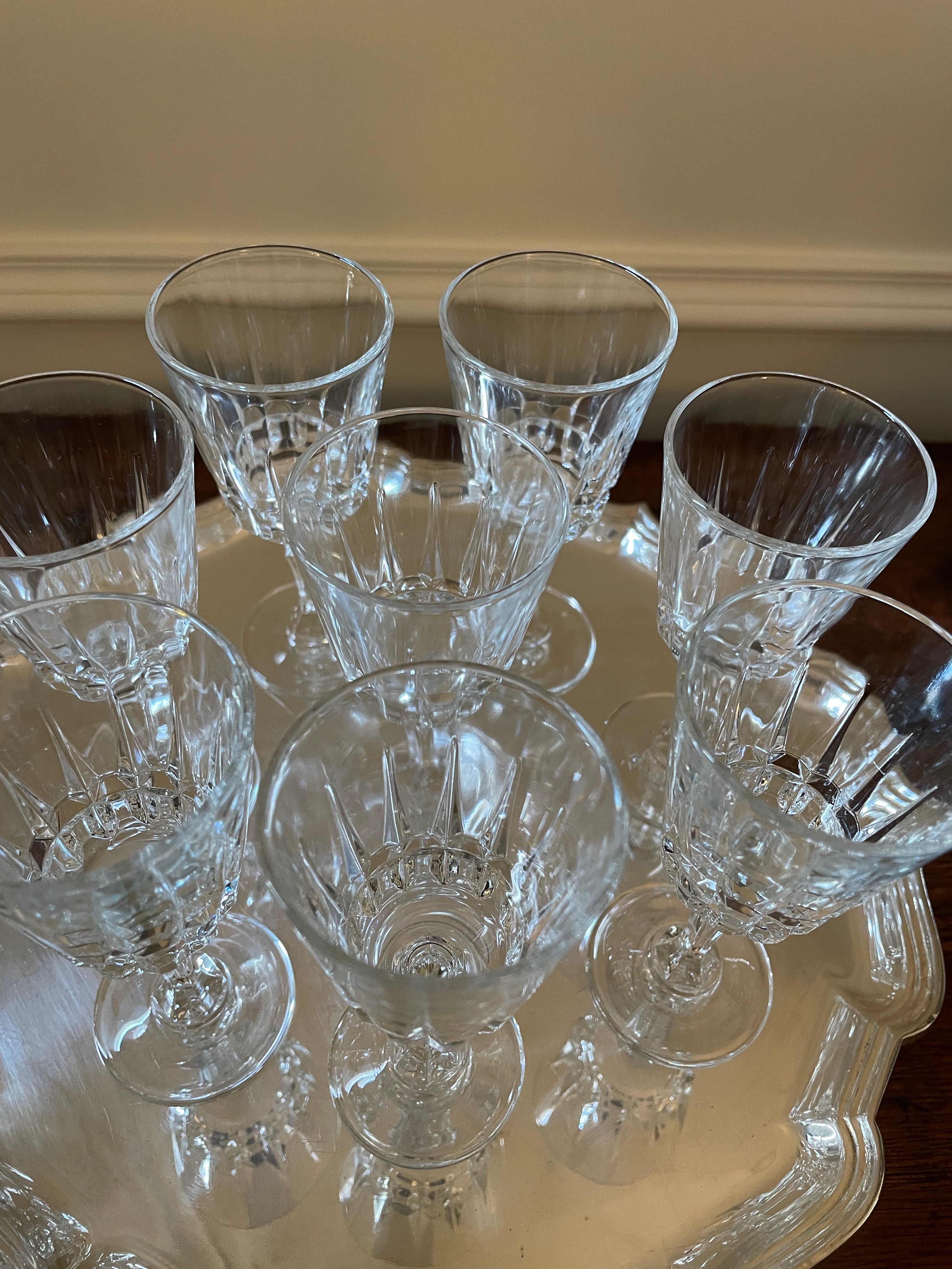 Set of 8 Vintage Made in France Crystal Mini Martini, Mini Cocktail, Cordial Glasses