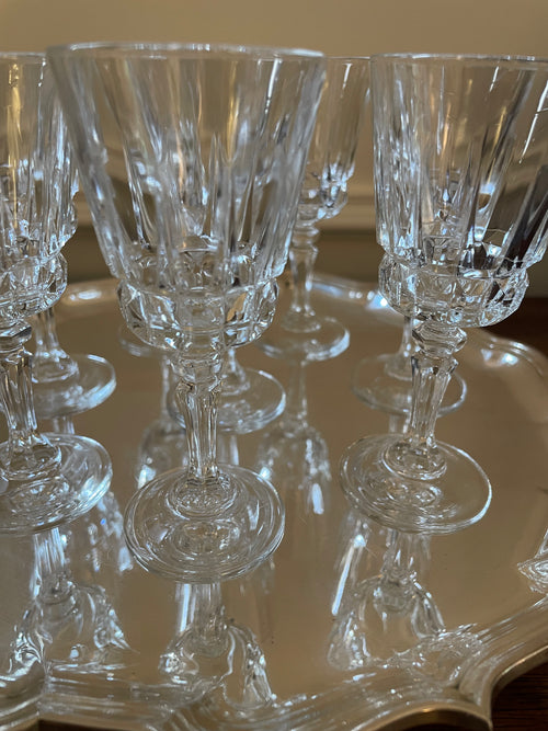 Set of 8 Vintage Made in France Crystal Mini Martini, Mini Cocktail, Cordial Glasses