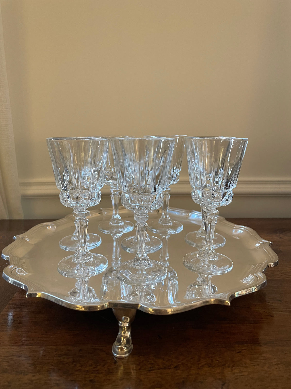 1930's Roberts & Belk Sheffield Silverplate Footed Cocktail Tray