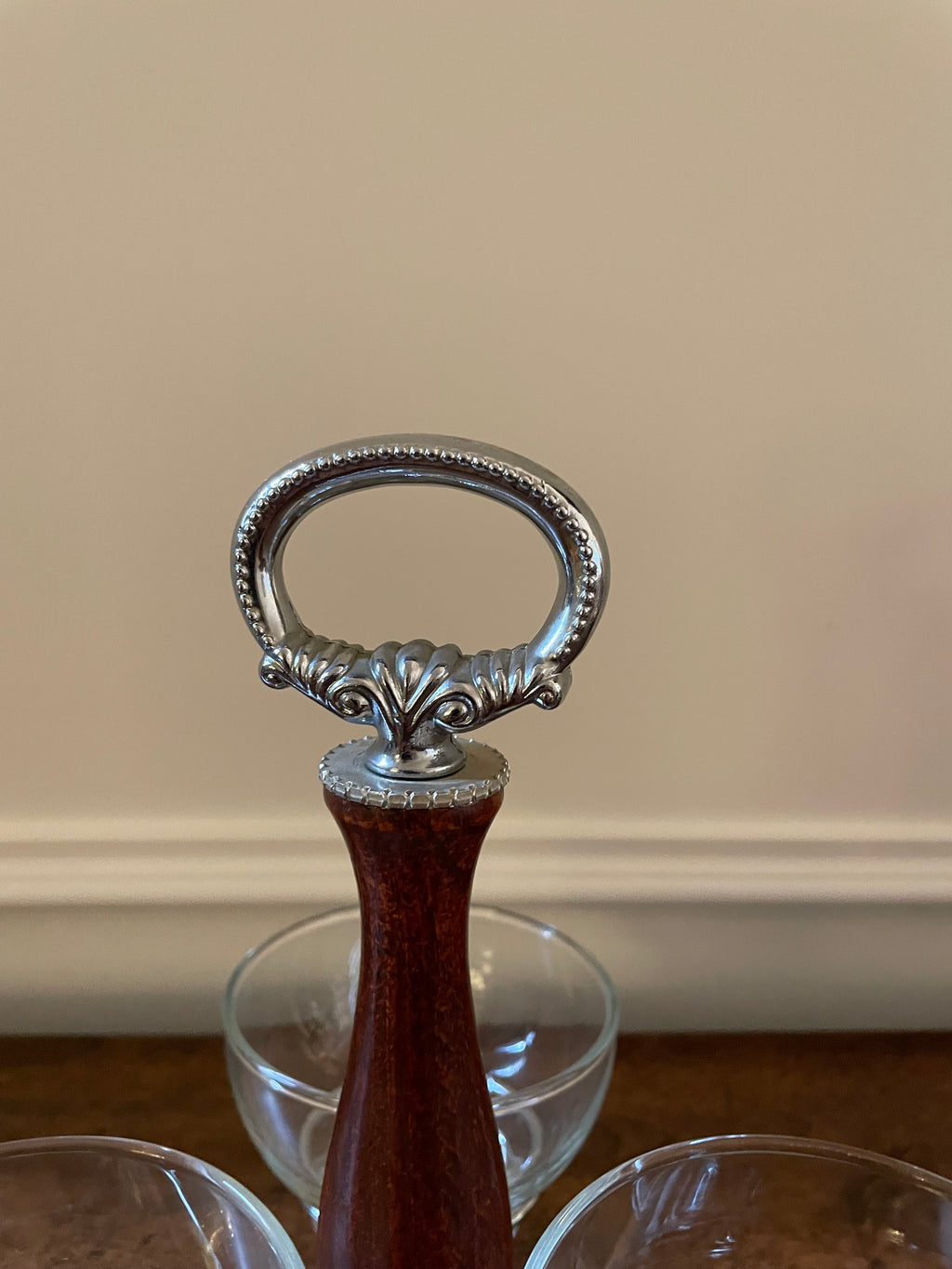 Vintage Mid-Century Three-Bowl Cocktail & Relish Server
