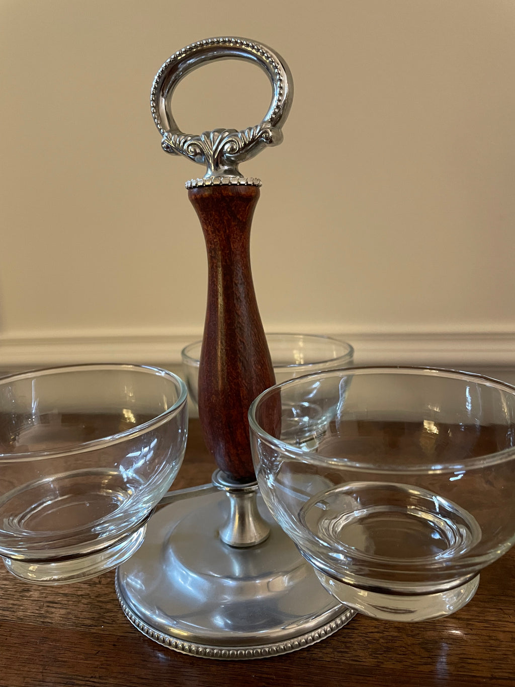 Vintage Mid-Century Three-Bowl Cocktail & Relish Server