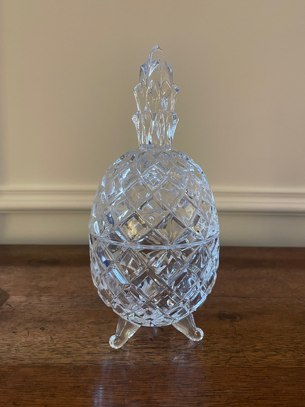 Vintage Pineapple Crystal Candy/Nut jar, 7 inches tall, 3.5 inches wide