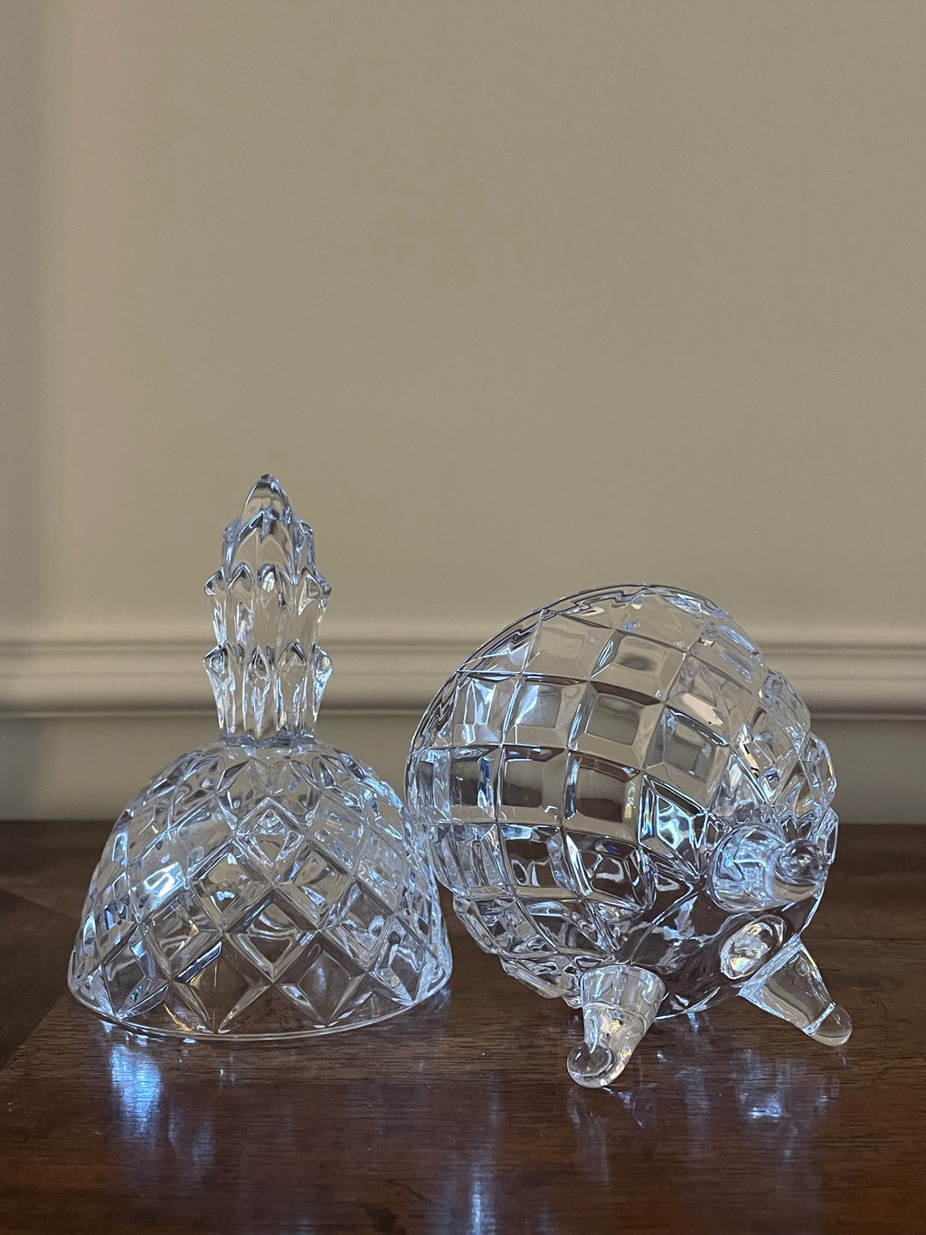 Vintage Pineapple Crystal Candy/Nut jar, 7 inches tall, 3.5 inches wide