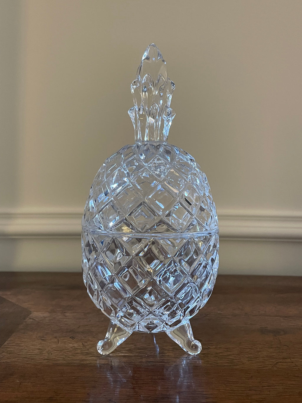 Vintage Pineapple Crystal Candy/Nut jar, 7 inches tall, 3.5 inches wide