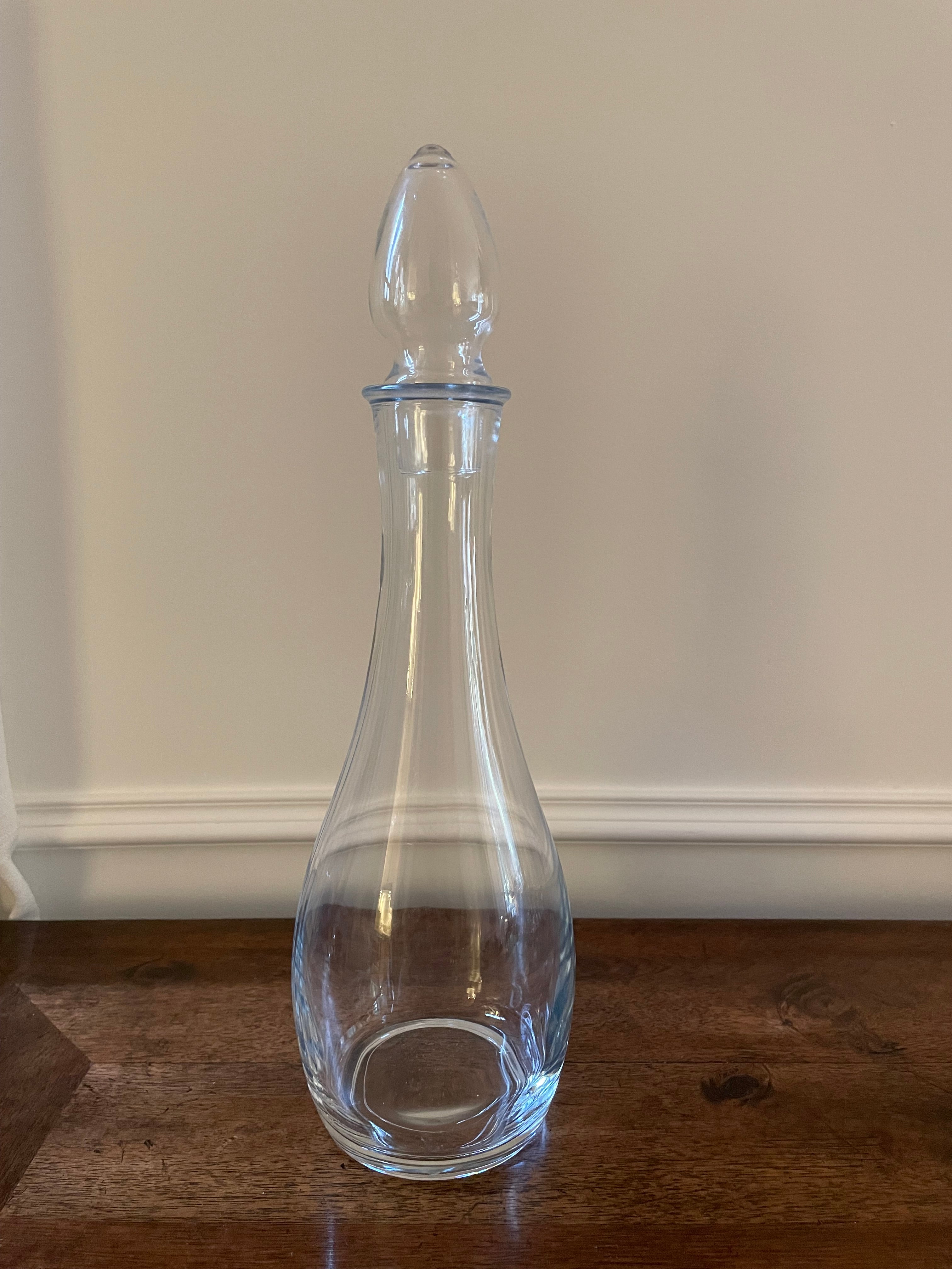 Vintage Tall Glass Decanter with Teardrop Stopper