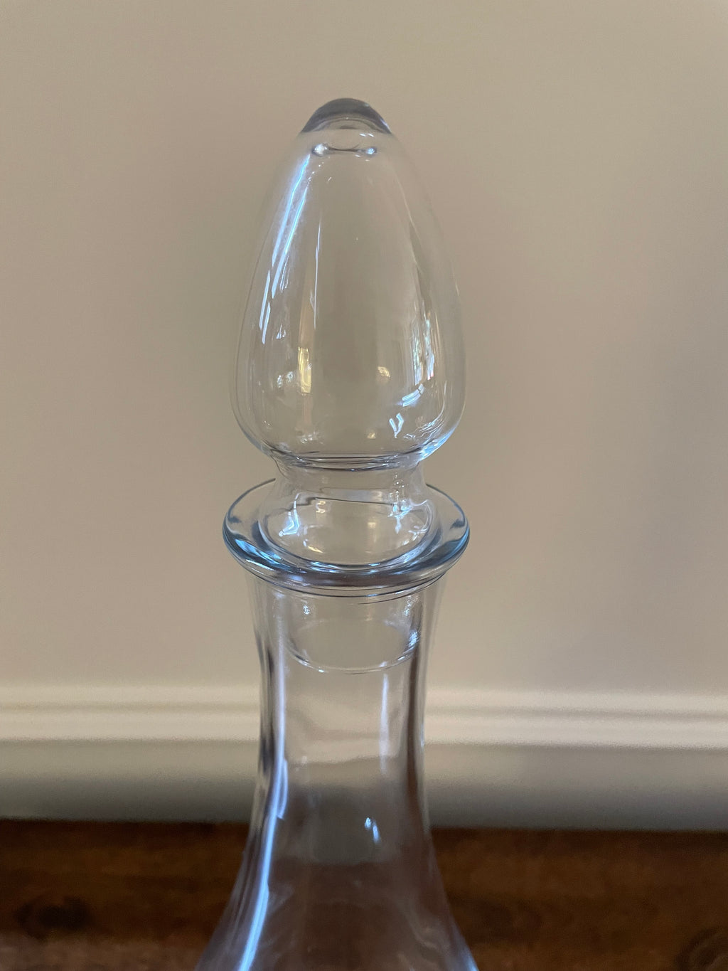 Vintage Tall Glass Decanter with Teardrop Stopper
