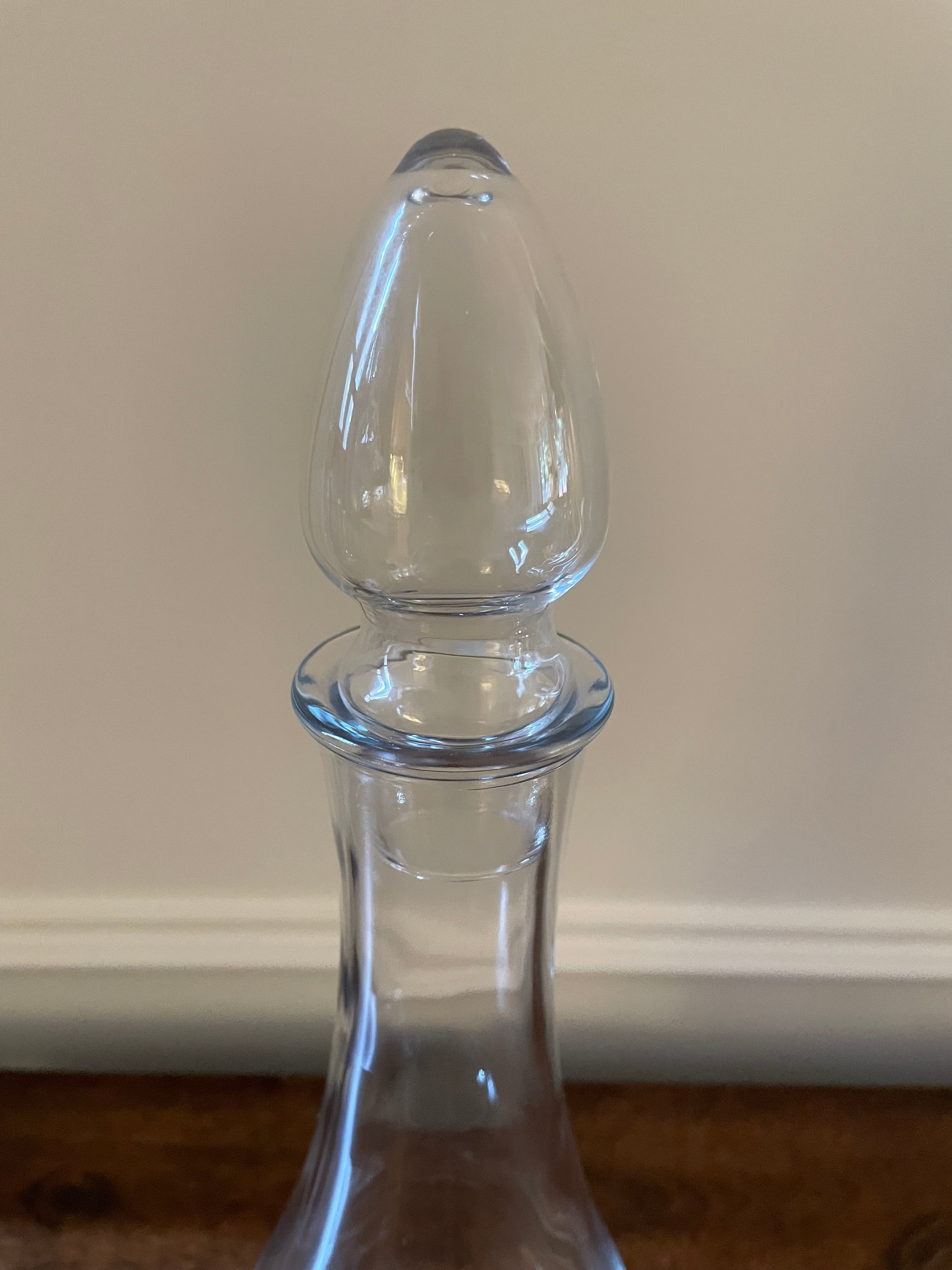 Vintage Tall Glass Decanter with Teardrop Stopper