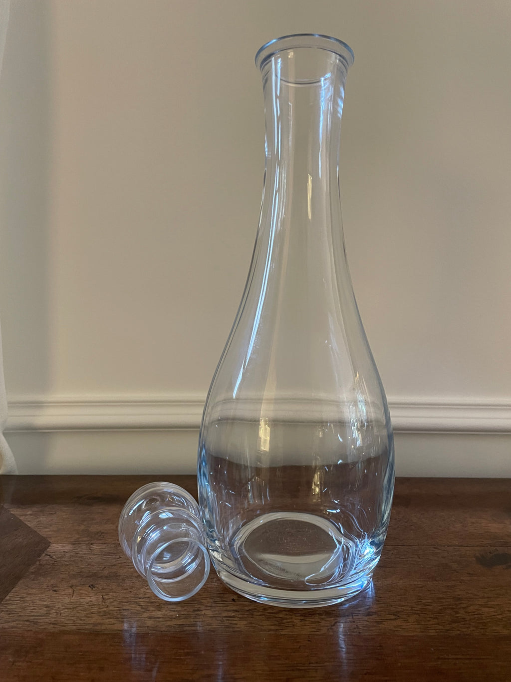 Vintage Tall Glass Decanter with Teardrop Stopper