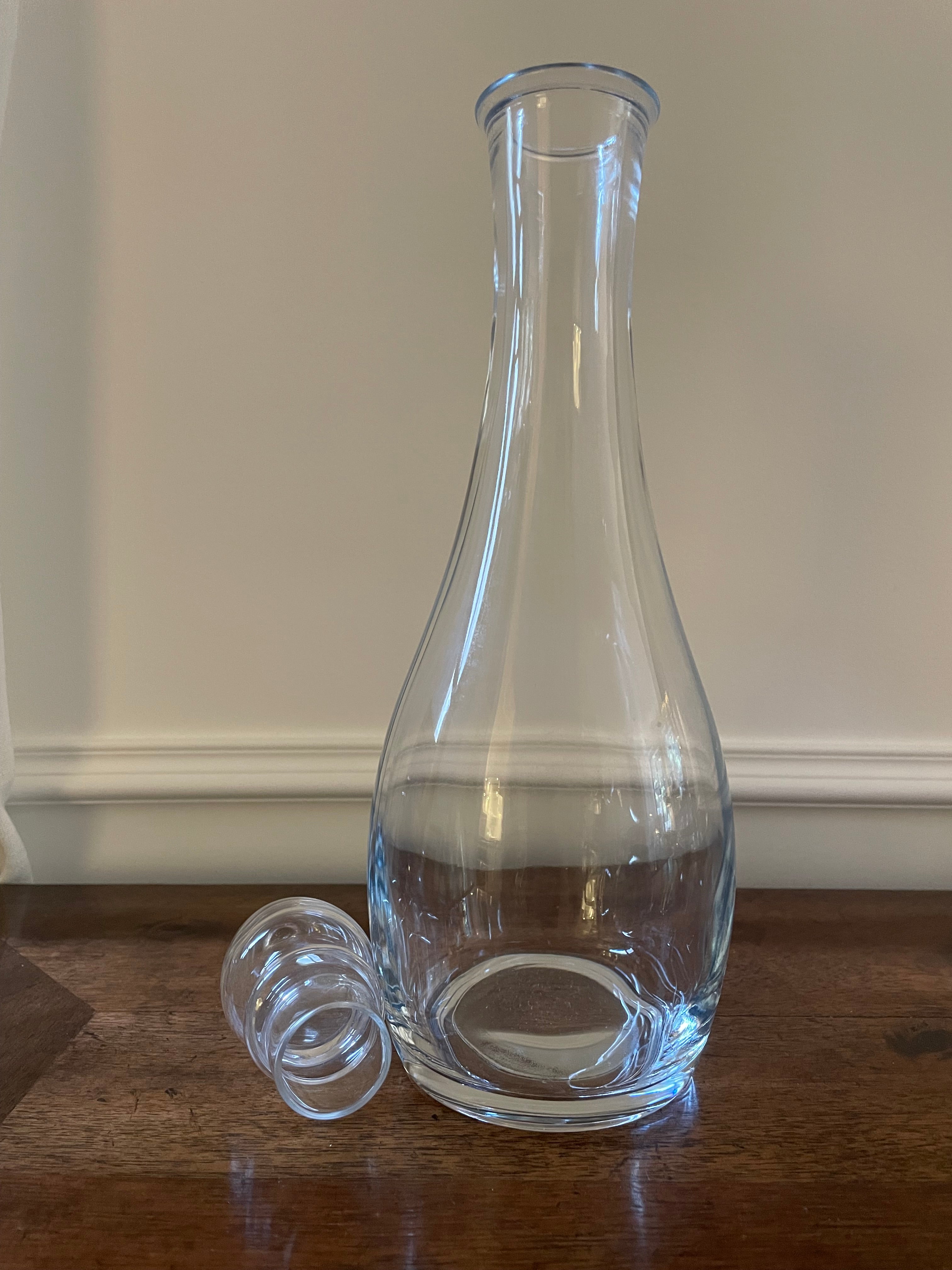 Vintage Tall Glass Decanter with Teardrop Stopper