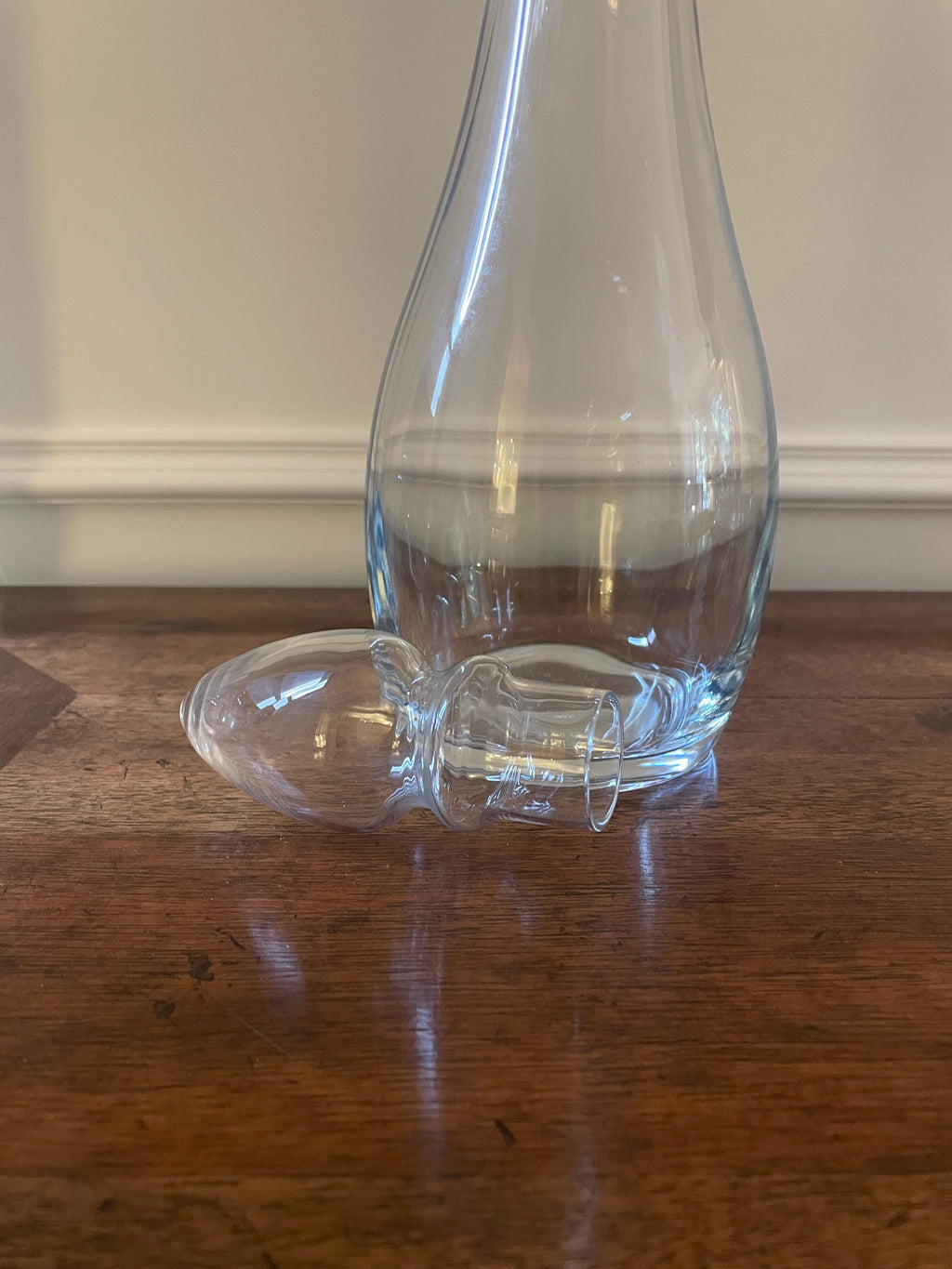 Vintage Tall Glass Decanter with Teardrop Stopper