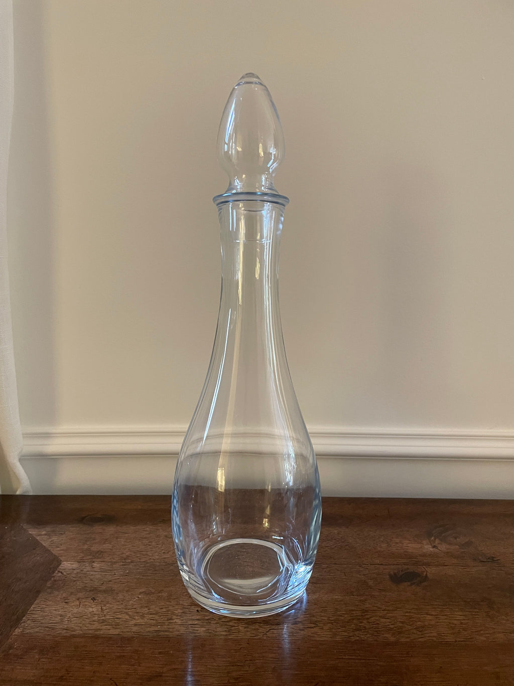 Vintage Tall Glass Decanter with Teardrop Stopper