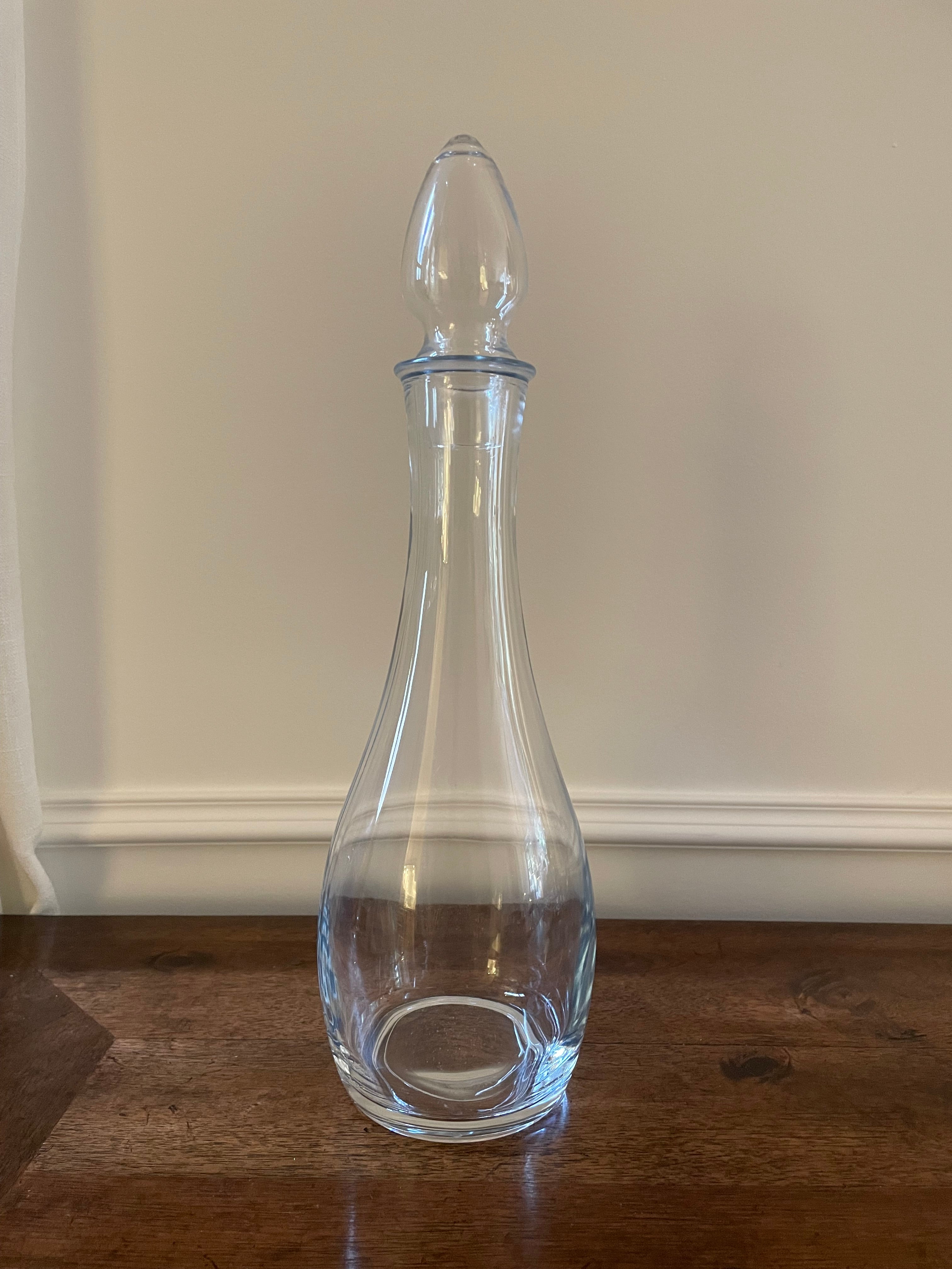 Vintage Tall Glass Decanter with Teardrop Stopper