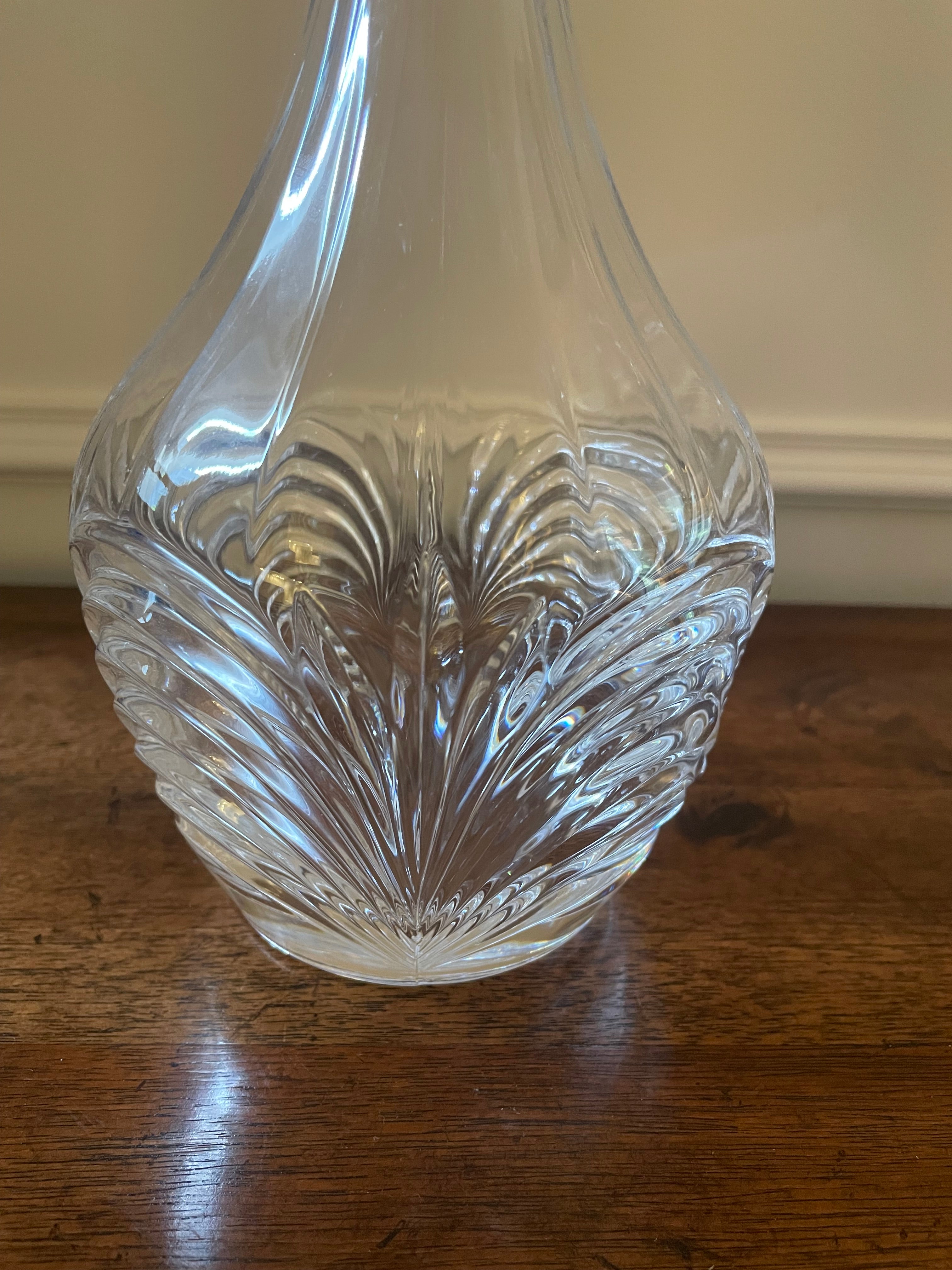 Vintage Heavy Glass Decanter with Orb Stopper & Sculpted Base