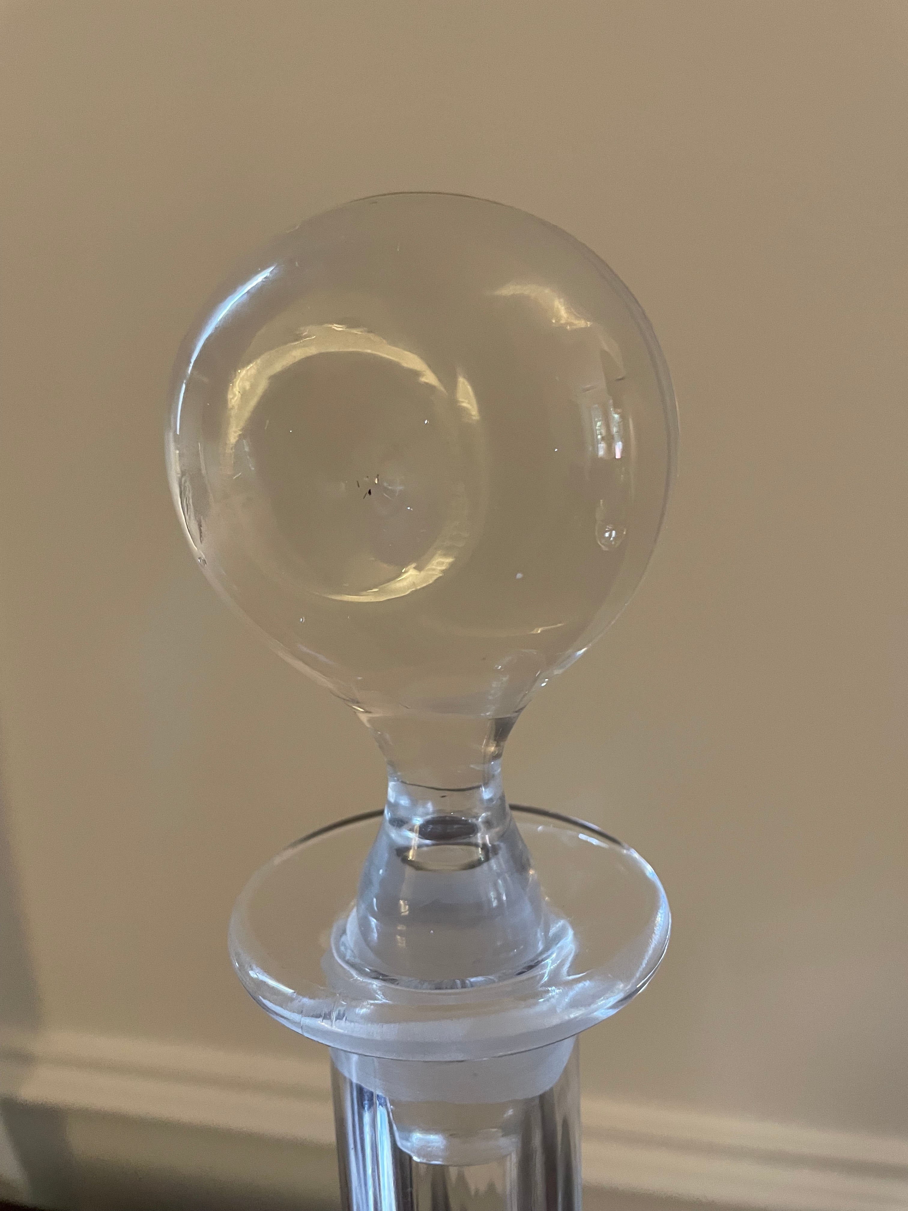 Vintage Heavy Glass Decanter with Orb Stopper & Sculpted Base