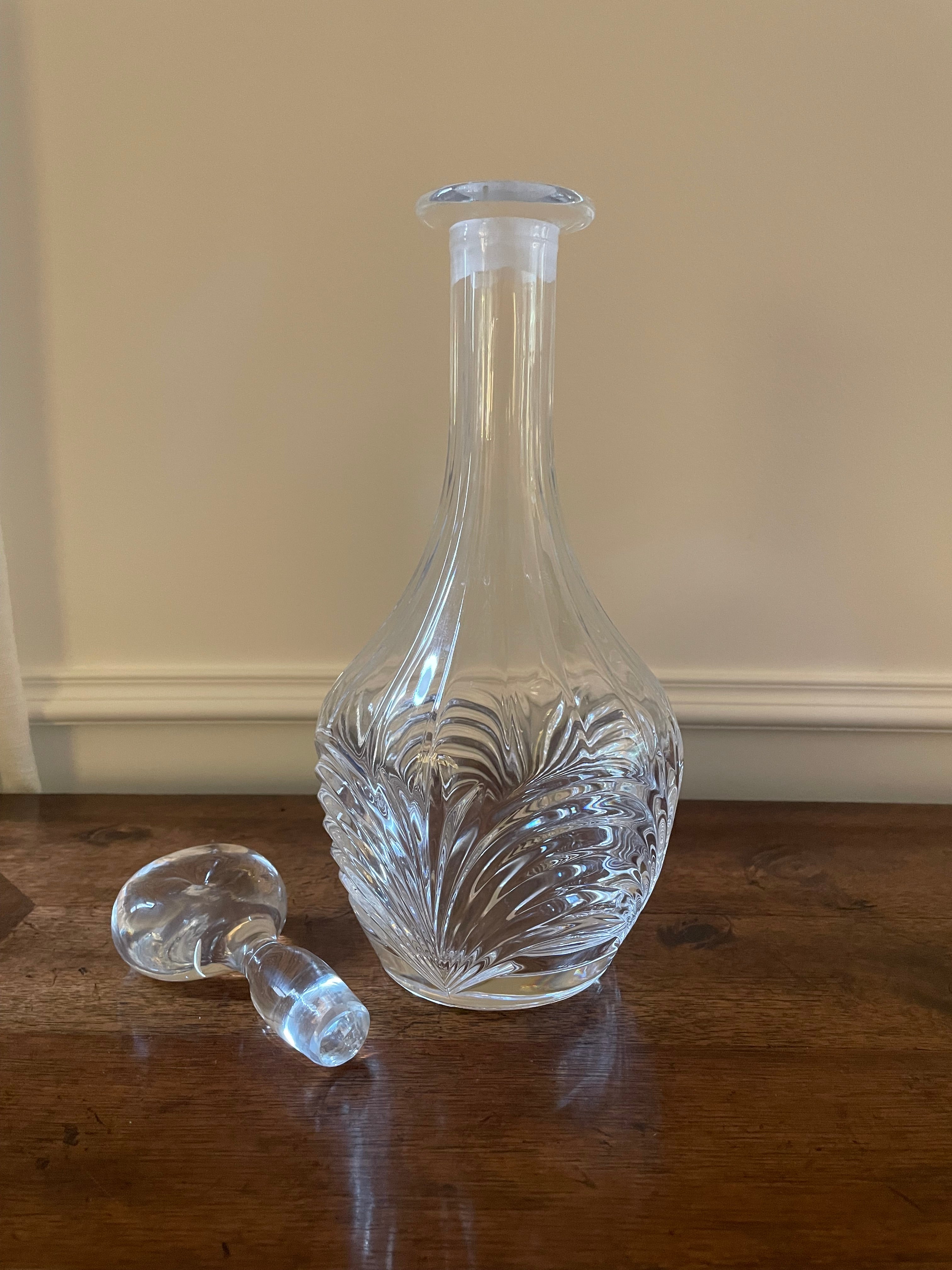 Vintage Heavy Glass Decanter with Orb Stopper & Sculpted Base