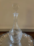 Vintage Heavy Glass Decanter with Orb Stopper & Sculpted Base