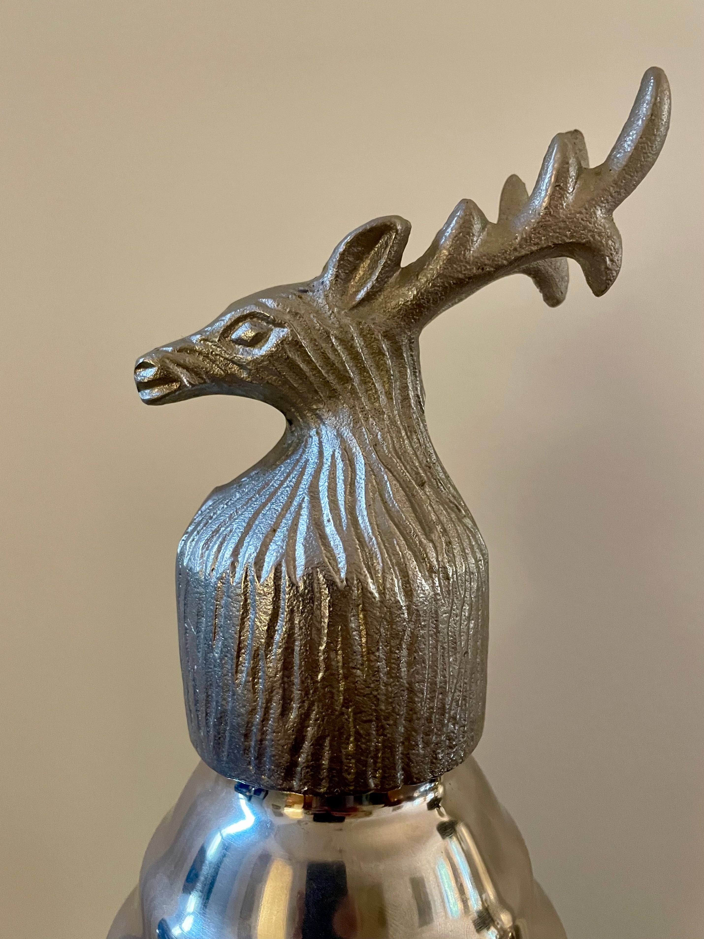 Large format Elk/Reindeer Hammered Vintage Metal Cocktail Shaker