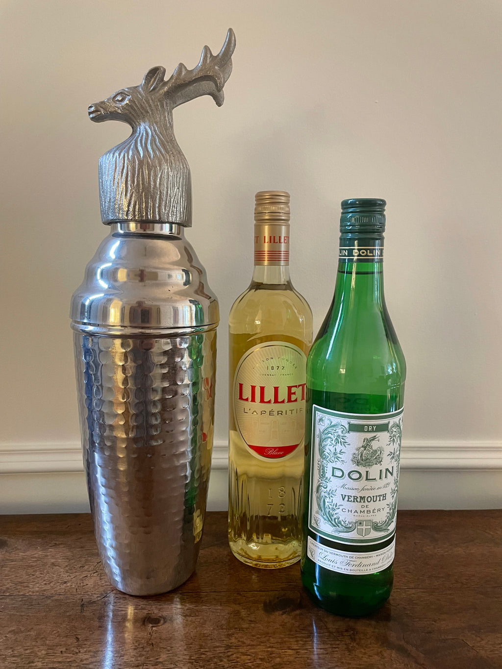 Large format Elk/Reindeer Hammered Vintage Metal Cocktail Shaker