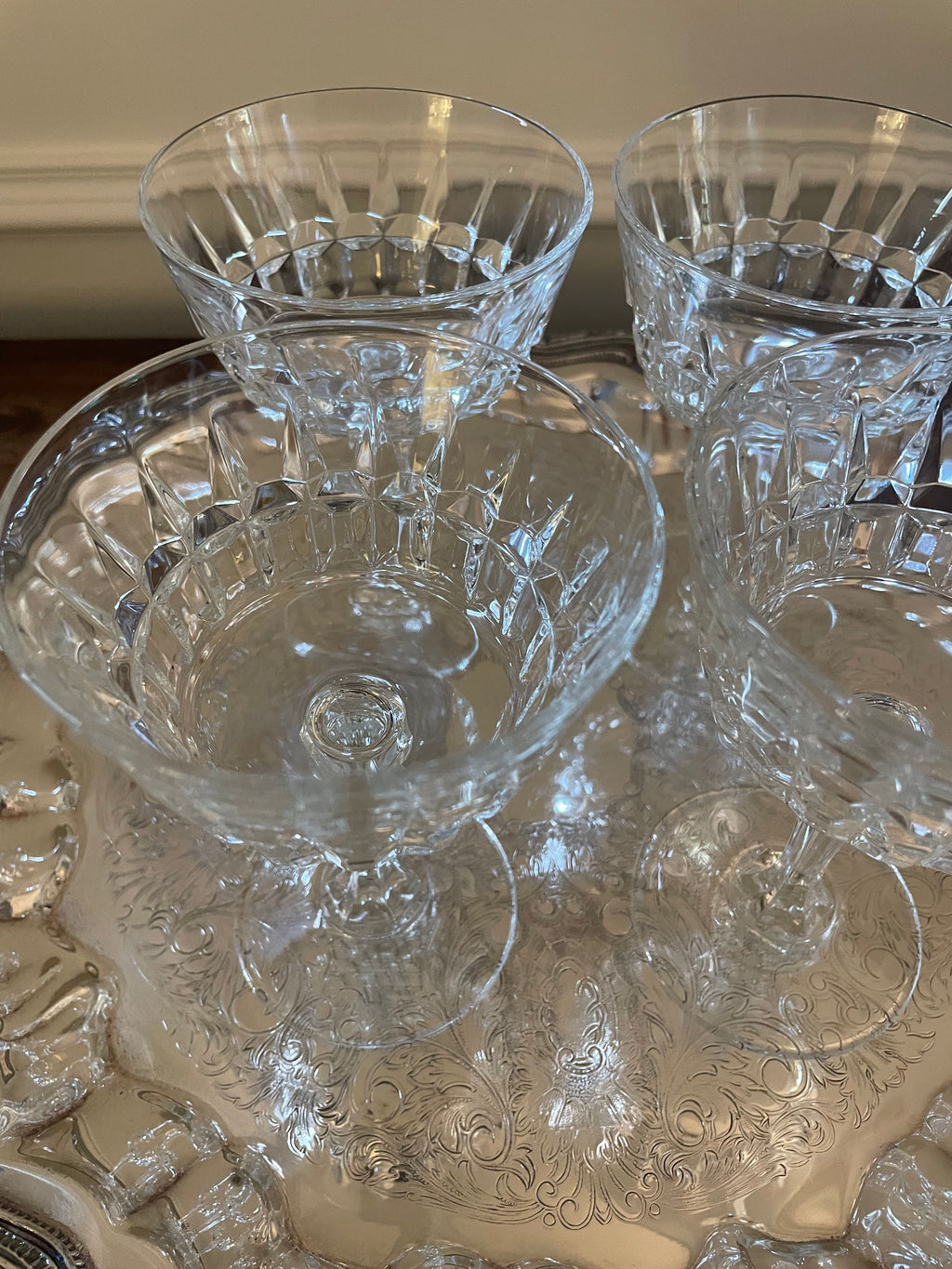 Set of 4 Vintage Made in France Cut Crystal Cocktail/Champagne Glasses