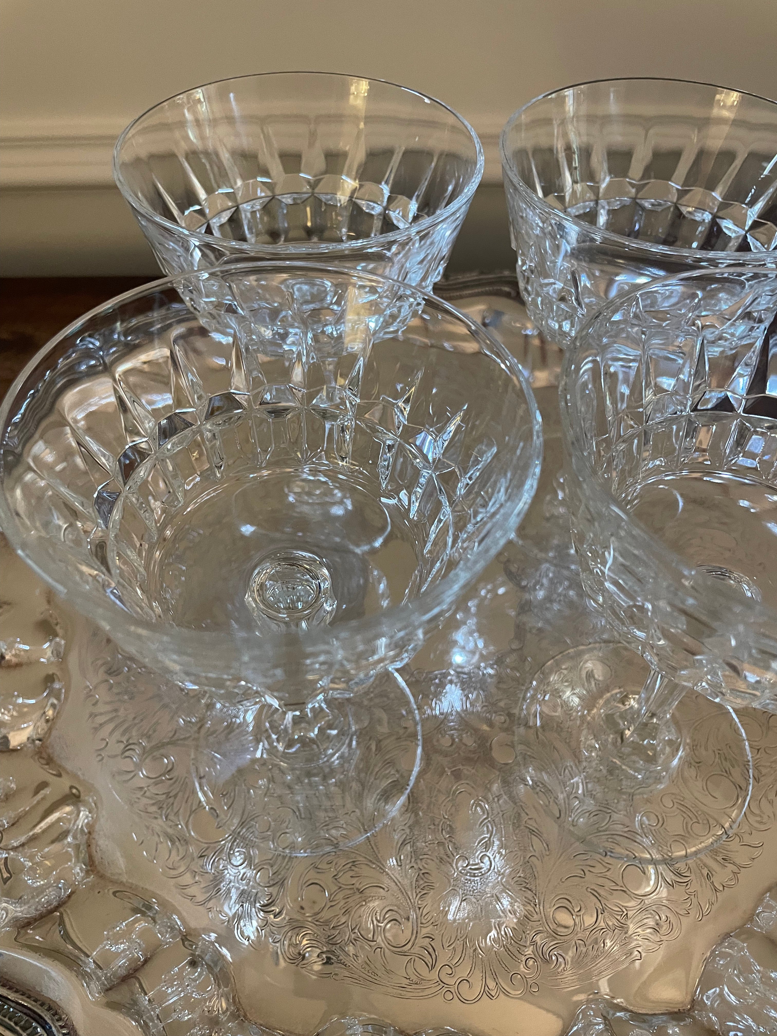 Set of 4 Vintage Made in France Cut Crystal Cocktail/Champagne Glasses