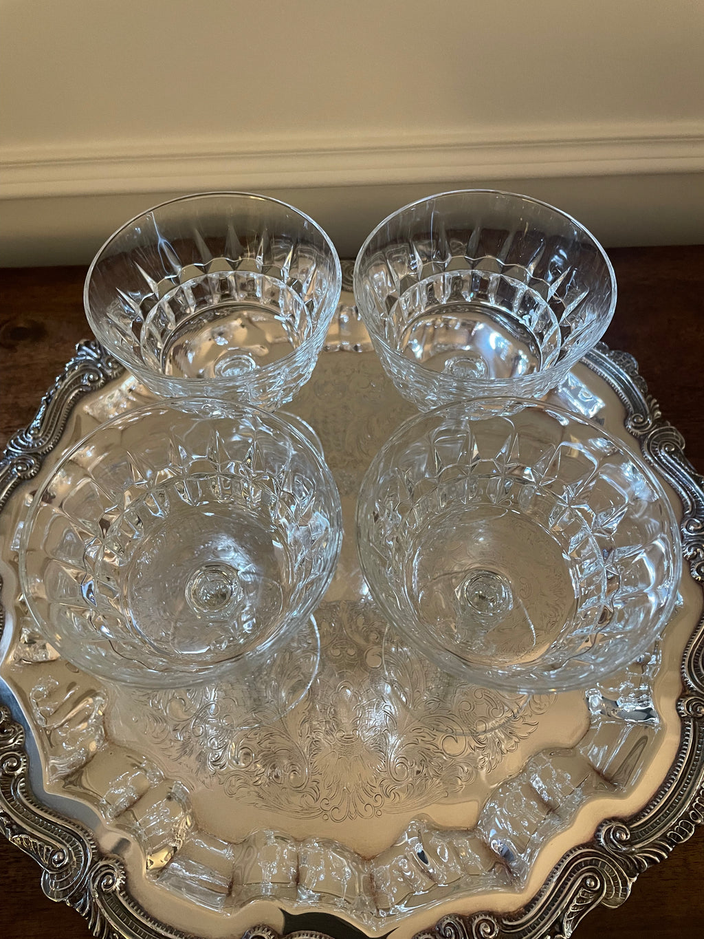 Set of 4 Vintage Made in France Cut Crystal Cocktail/Champagne Glasses