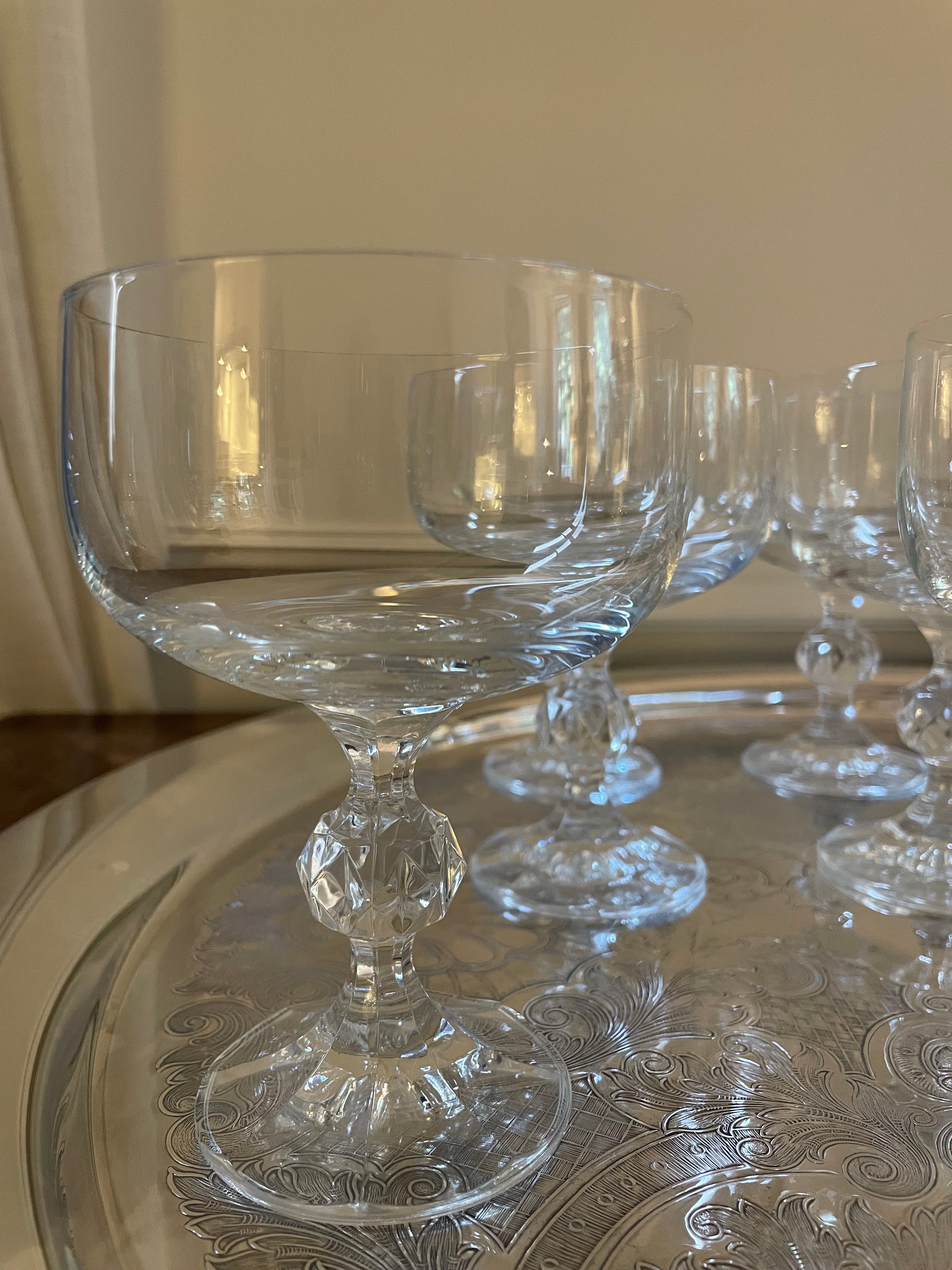 Vintage Bohemia 'Claudia' Crystal Coupes - Set of 9, Late Mid-Century