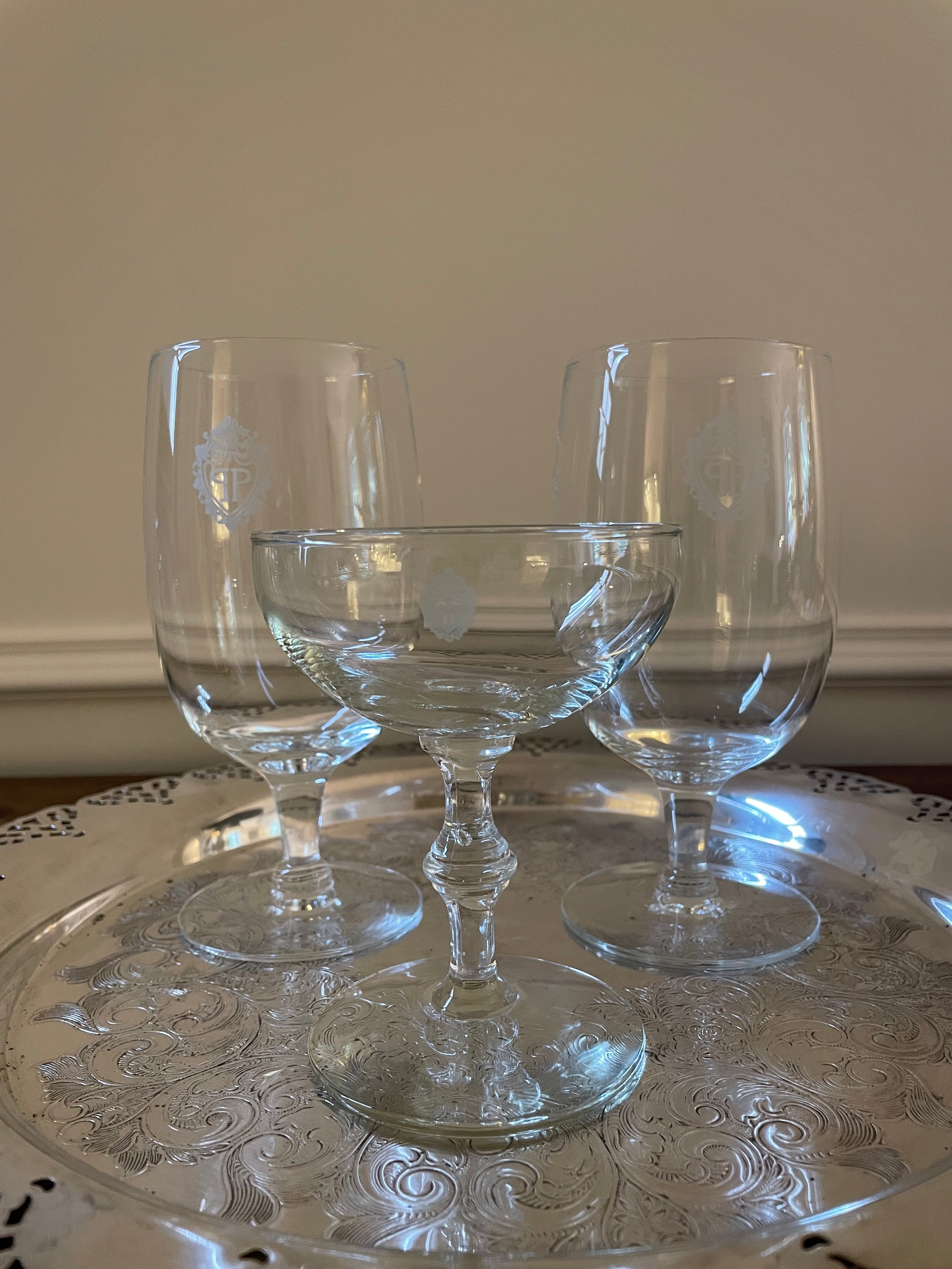 Plaza Hotel Glassware, Set of 3, Coupe (1), Pair Iced Beverage Glasses (2)