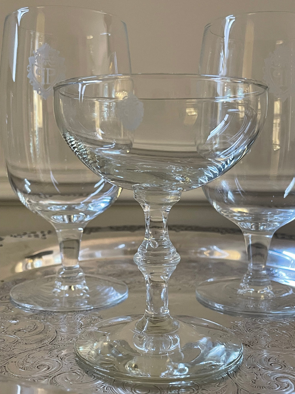 Plaza Hotel Glassware, Set of 3, Coupe (1), Pair Iced Beverage Glasses (2)