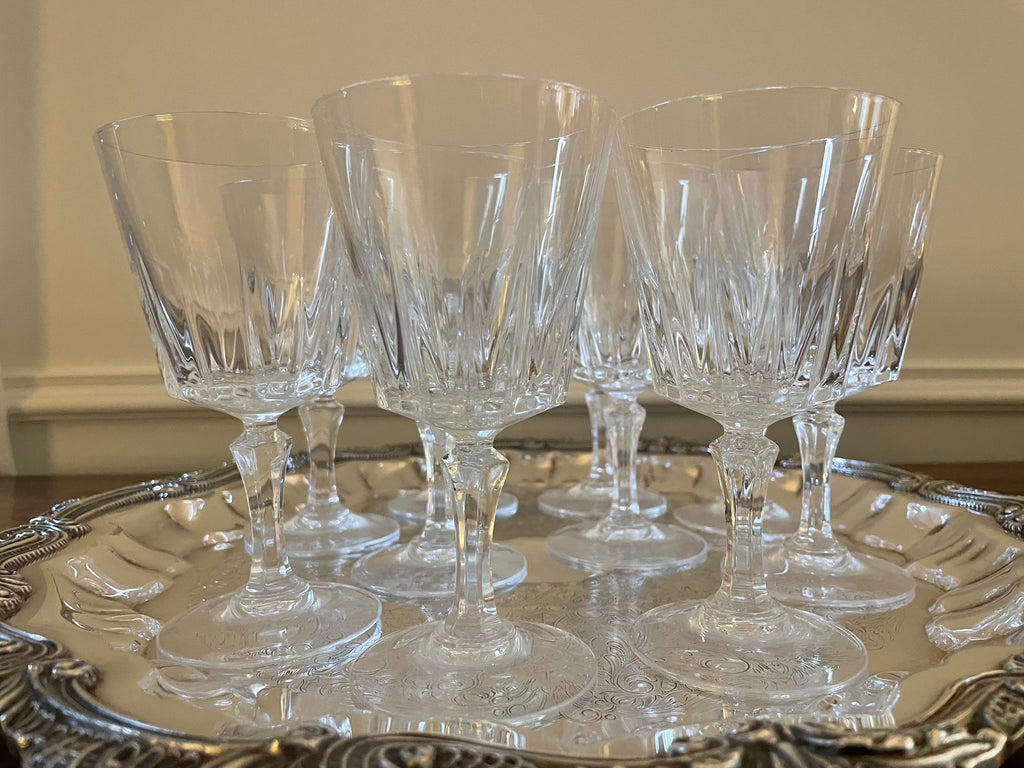 Set of 10 vintage Cristal D'Arques - Diamant crystal cocktail, white wine glasses