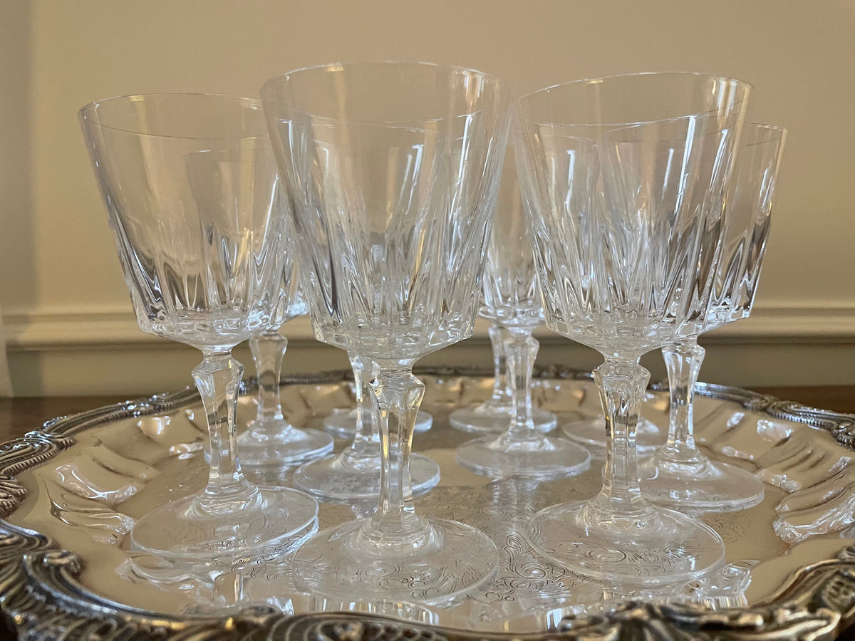Set of 10 vintage Cristal D'Arques - Diamant crystal cocktail, white wine glasses