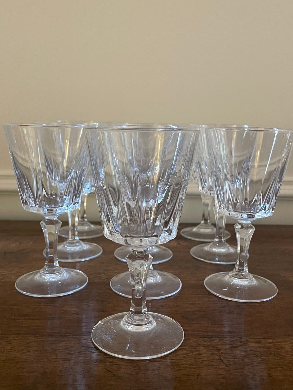Set of 10 vintage Cristal D'Arques - Diamant crystal cocktail, white wine glasses