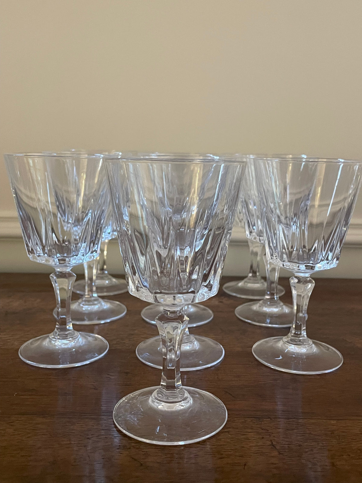Set of 10 vintage Cristal D'Arques - Diamant crystal cocktail, white wine glasses