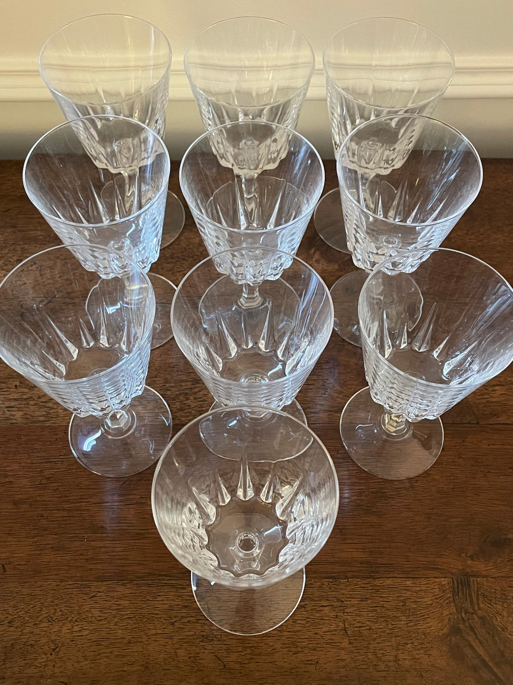 Set of 10 vintage Cristal D'Arques - Diamant crystal cocktail, white wine glasses
