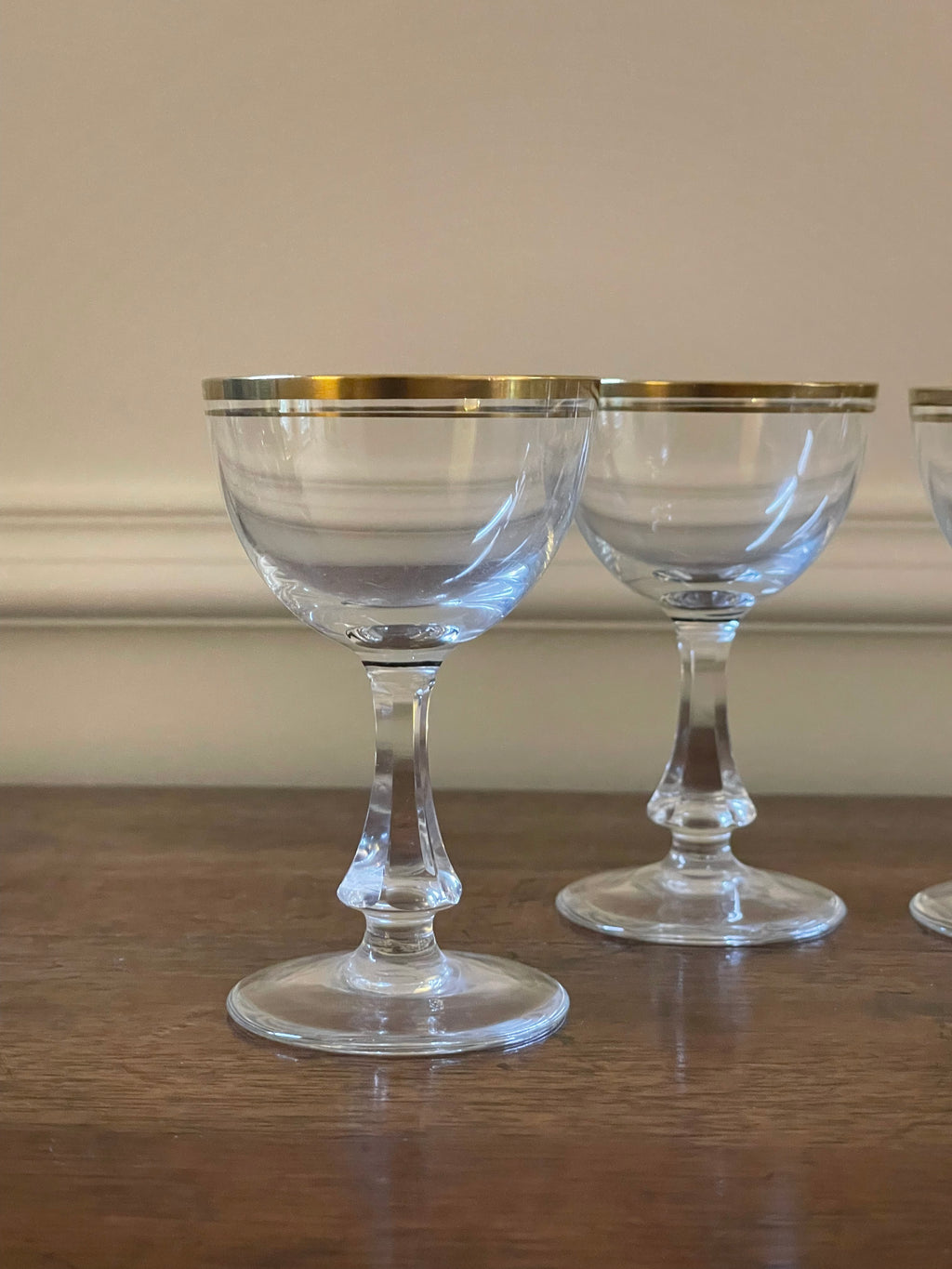 Set of six (6) petite mid-century German crystal cordial glasses