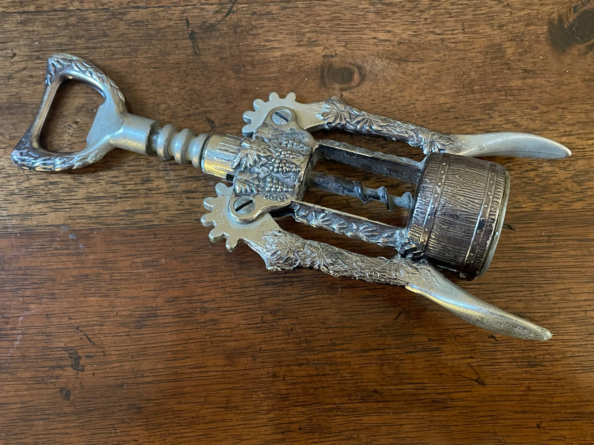 Vintage Ghidini “Botticello” Italian Grape & Wine Barrel Corkscrew, c. 1970s
